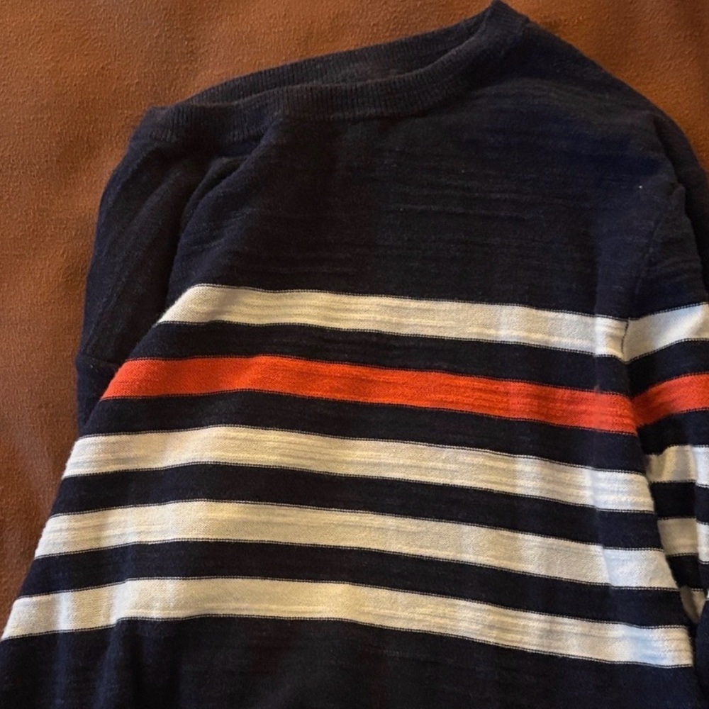 Navy Blue and Orange Striped Sweater. By Old Navy.